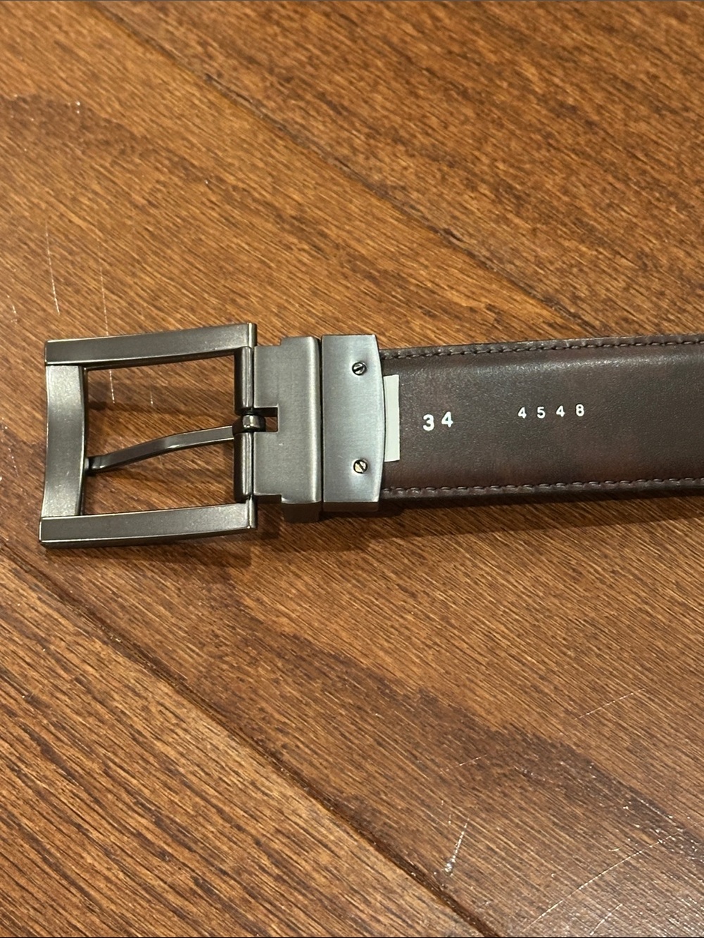 Classic Black and brown faux Leather reversible belt with Gunmetal Buckle - Picture 4 of 7